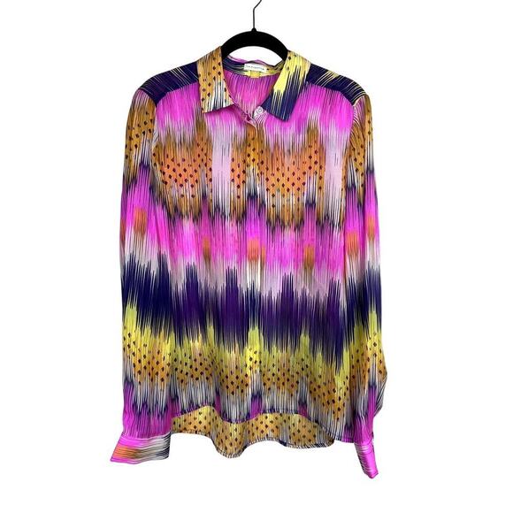 Anthropologie Leifsdottir 100% Silk Colorful Abstract Blouse Size 8 - Picture 2 of 9